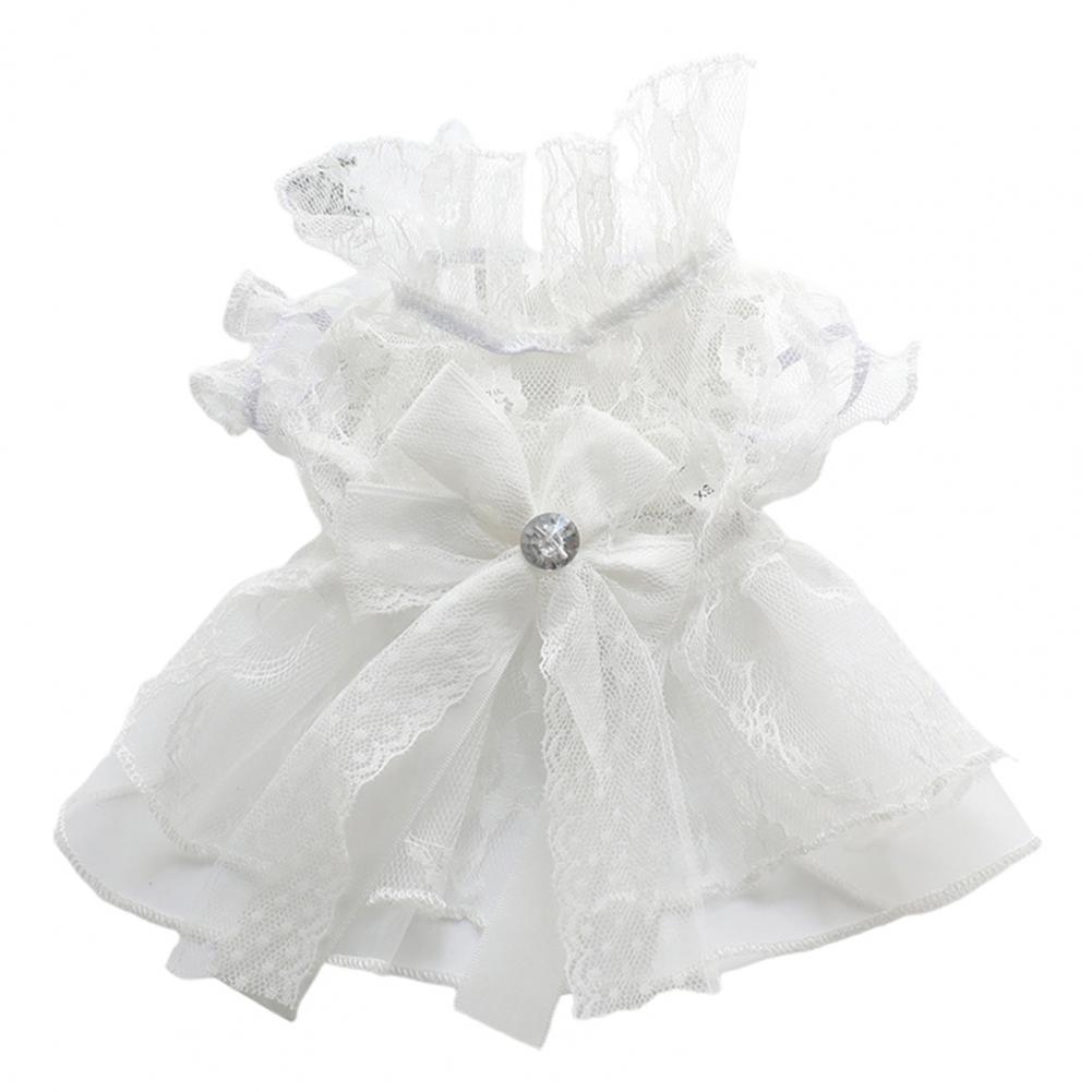 Stylish Puppy Dress Ruffled Sleeve Hand Washable Thin Puppy Wedding Fluffy Dress: XS