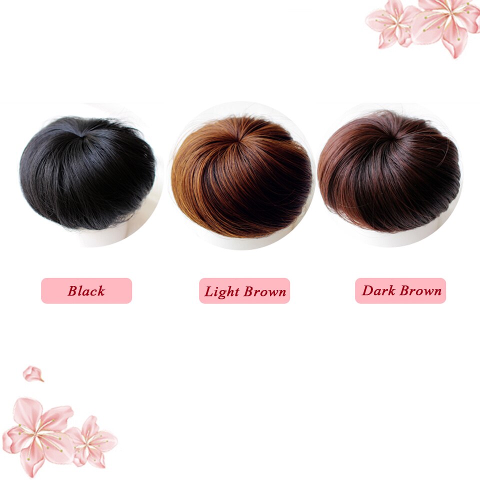 Meifan syntetisk glat hår elastisk chignon hårstykke snoretræk donut gummibånd chignon bolle klip i hår extensions