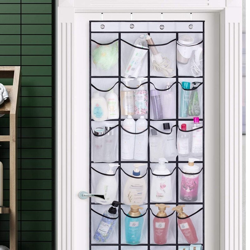 Hanging Shoe Organizer, Over The Door Shoe Organizer With 24 Mesh Large Pockets Door Shoe Rack For Hanging Door
