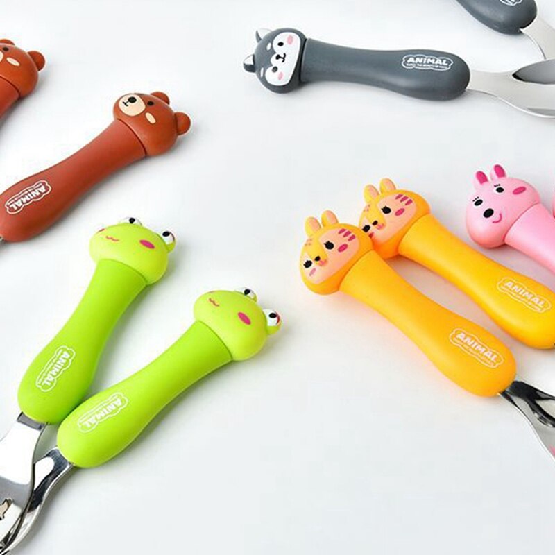 Tableware Cartoon Kids Spoon and Fork Set Stainless Steel Dessert Spoon Fork Baby Gadgets Feed Kid Children's Cutlery