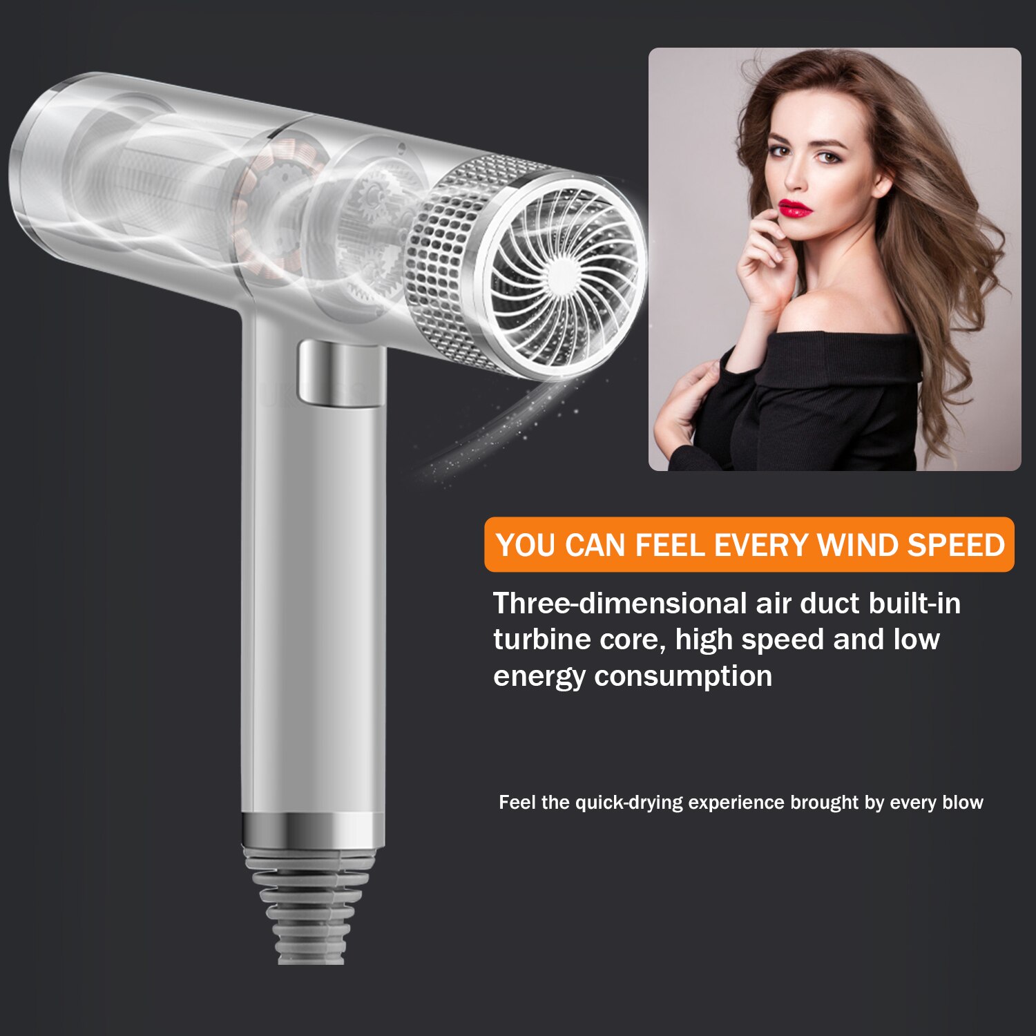 Blow Dryer Hairdryers Low Noise Salon Air Dryer Highspeed Motor Negative Ionic Hair Style Tools