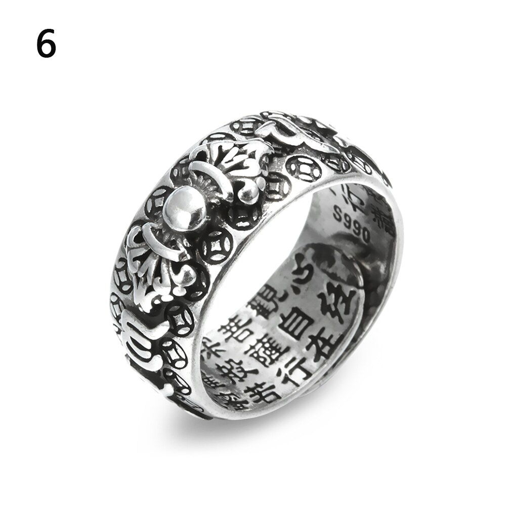 Vintage Pixiu Charms Ring Unisex Adjustable Women Men Feng Shui Jewelry Amulet Protection Wealth Buddhist Retro Rings: 06