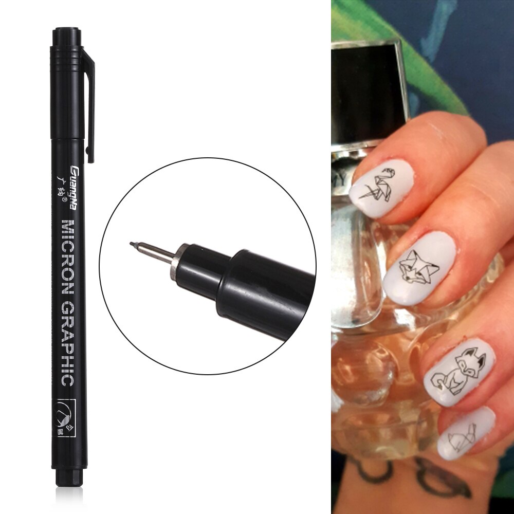 Nail art graffiti penn svart farge uv gel polish prikk wire detaljering maling diy børster falske negler pryder manikyrverktøy