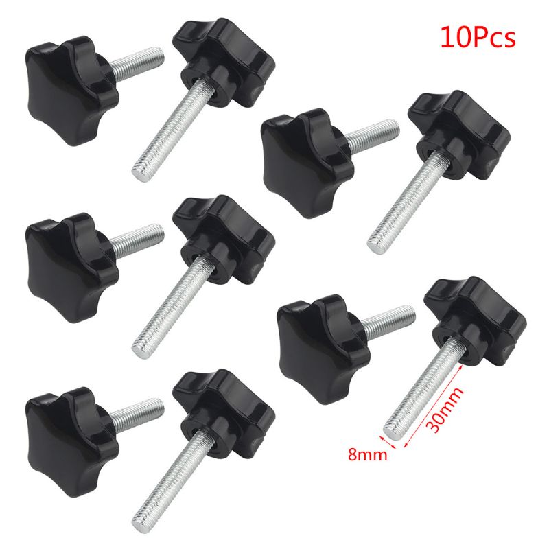 10PCS M6/M8 Hand Schraube Fünf-Stern Förmigen Kopf Gewinde Spann Schrauben Bolzen Knopf: 8-25