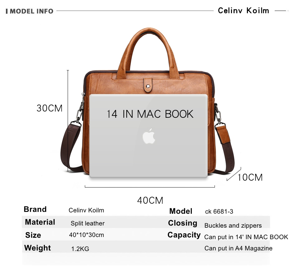 Celinv koilm mand dokumentmappe stor størrelse laptop tasker forretningsrejser håndtaske kontor forretning mandlige taske til  a4 filer tote taske