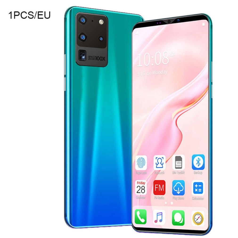 S20 pro smartphone 5.8 Polegada tela smartphone 512m + 4g android smartphone 3d vidro chapeado capa traseira azul