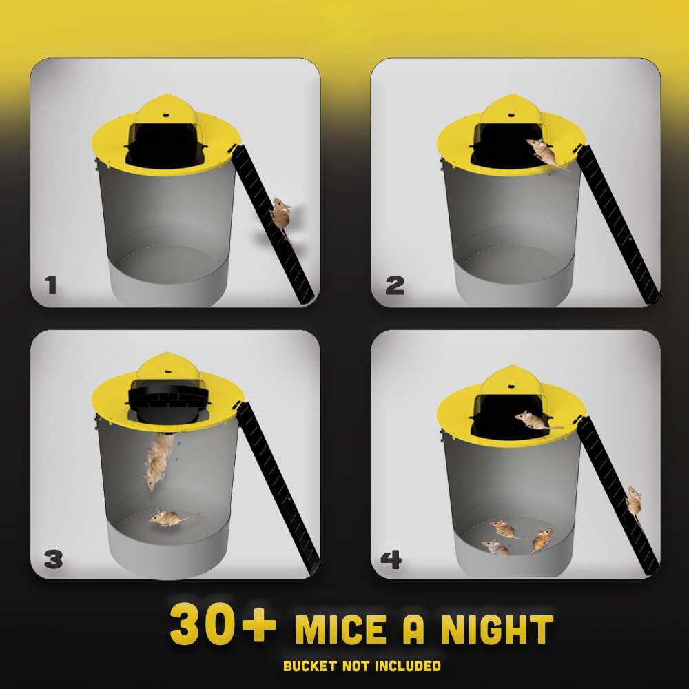 Bucket Lid Mouse Trap Trapdoor Style Upgraded Indoor and Outdoor Rat Slip and Trip Reusable 5 Gallon No Bucket