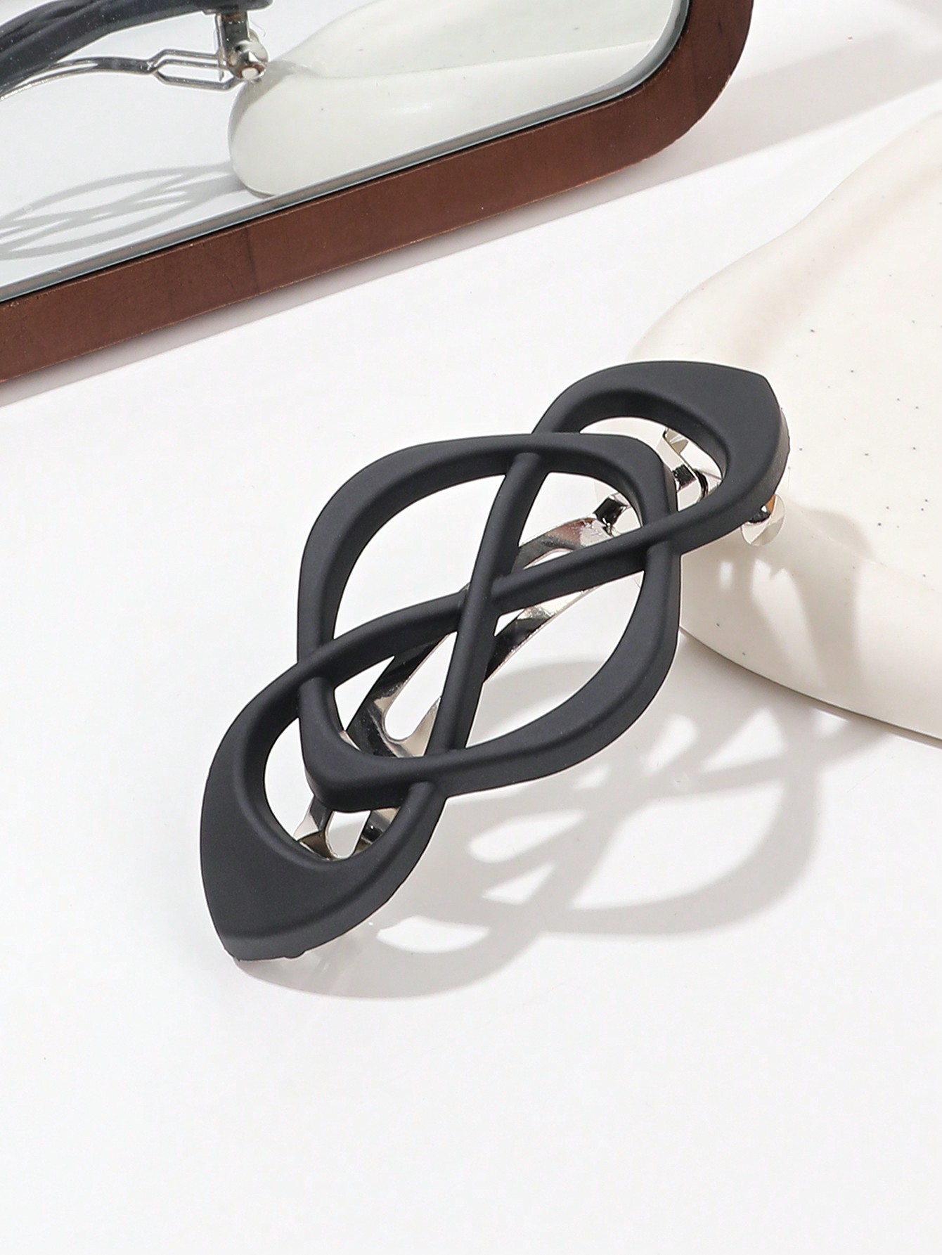 1Pcs French Paris Hair Barrettes for Women Thick Hair,Decorative Hair Clip,Strong Hold Grip Barrette Hair Clips,No Slip Styling: black