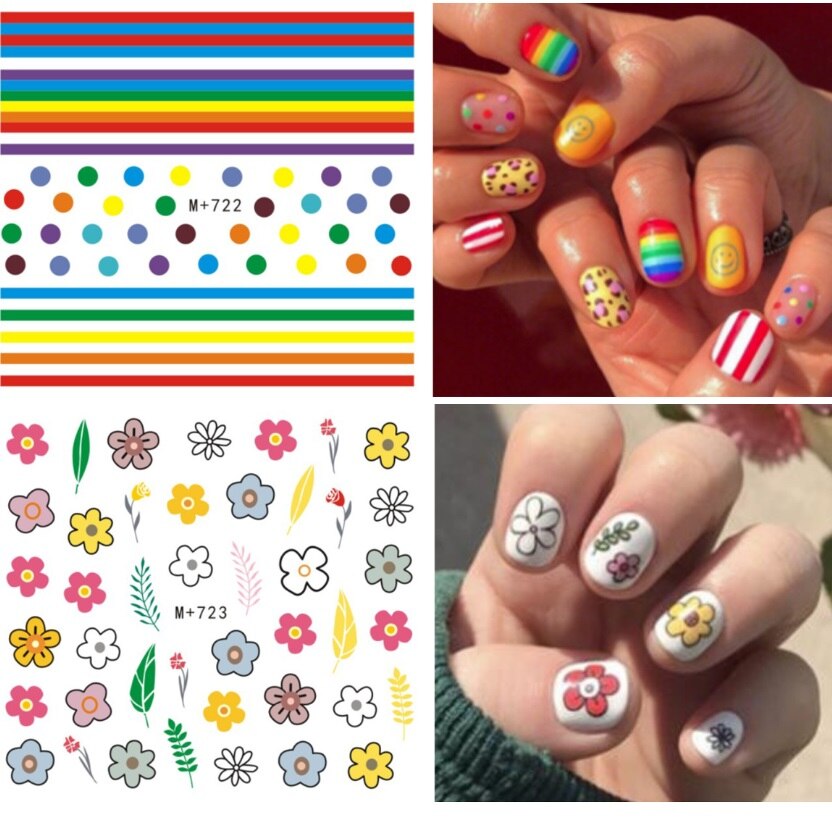 1 unidad de pegatinas para uñas, flores, flamenco, huevos, pollo, dibujos animados, deslizador, adhesivos para uñas, lavanda, arte de uñas, pegatinas de transferencia de agua,