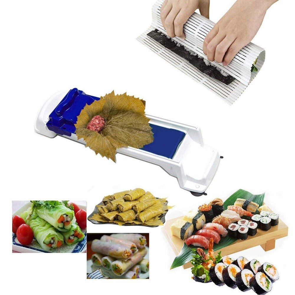 Hurtig fremstilling af sushi skimmel magisk rulle fyldt druekål vegetabilsk kød rullende værktøj madlavning køkkenredskaber