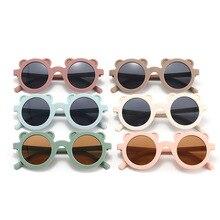 Cartoon Mooie Kids Zonnebril Beer Vorm Frame Meisjes Kinderen Zonnebril Ronde Street Beat Baby Jongen Brillen Leuke Shades