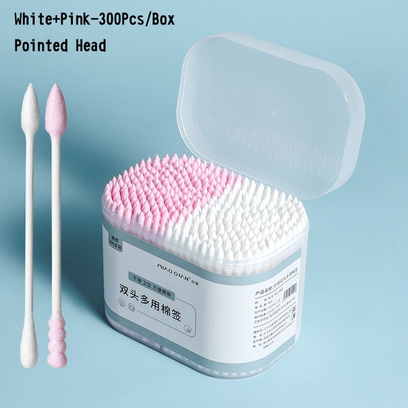 100 200 300 Stks/doos Dual Heads Wattenstaafjes Voor Kinderen Volwassen Gezondheidszorg Gereedschap Pluizende Wegwerp Knoppen Makeup Neus oren Schoonmaken