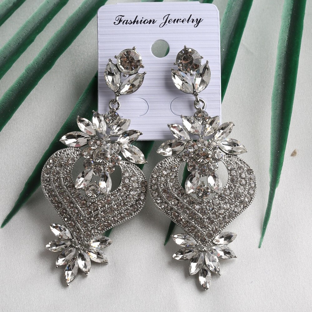 Brincos de cristal de luxo em forma de coração veyo, joia feminina fashion com strass