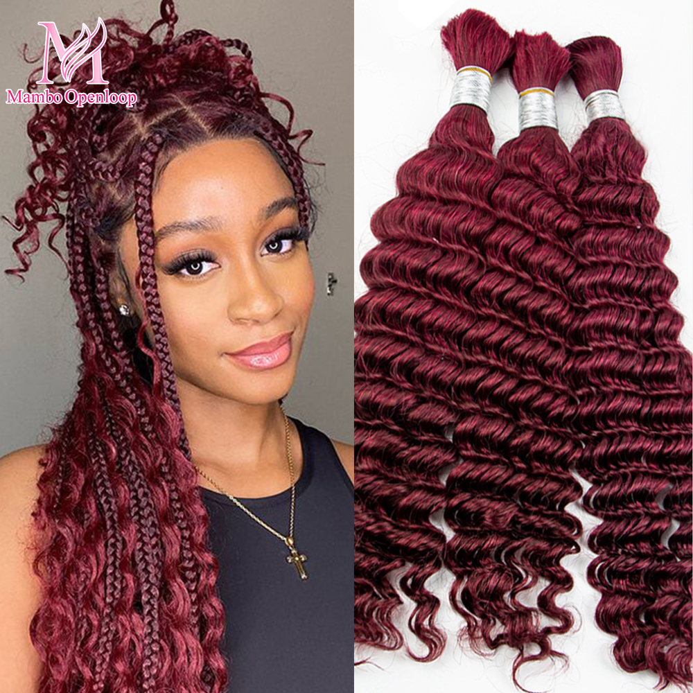 Trenzas bohemias de 16-22 pulgadas, cabello humano trenzado de ondas profundas, mechones de cabello humano rizado, añadir para Boho Locs Crochet