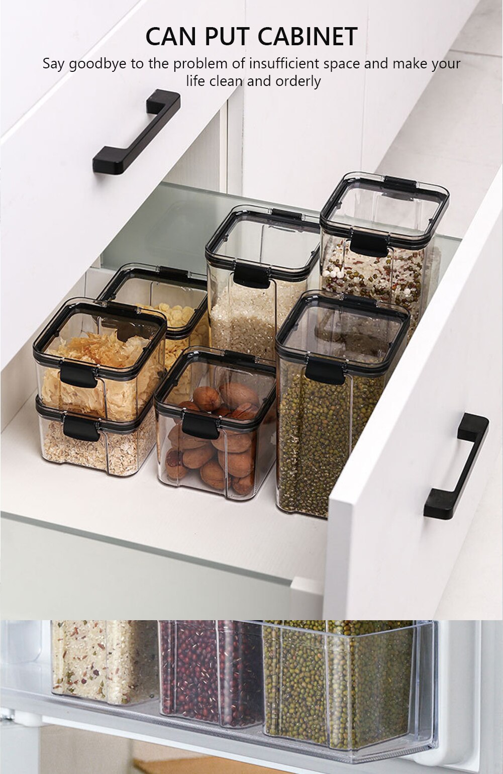 Box Multigrain Cereal Containers Airtight Pantry Pasta Kitchen With Lid Food Storage Container Plastic Transparent Sealed Cans