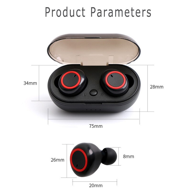 Y50 Tws Draadloze Bluetooth Oortelefoon Draagbare Draadloze Bluetooth 5.0 Touch Oordopjes 3D Stereo Sound Headset Microfoon