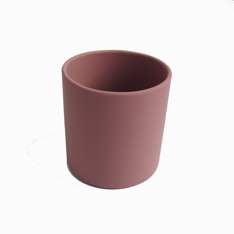 1PCS Baby Silicone Cup Food Grade Silicone kids Feeding Cup Infant Toddler Tableware Drinking Cup BPA Free 250ML Heat-resistant: powder rose