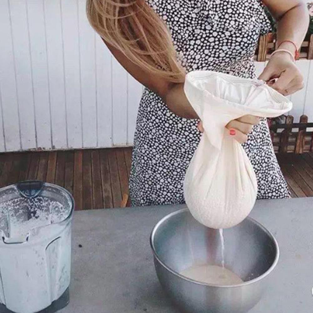 Nut Milk Coffee Filter Bag Reusable Almond Milk Filter Bag Thick Food Strainer Mesh Bag For Cold Brew Coffee Filtering
