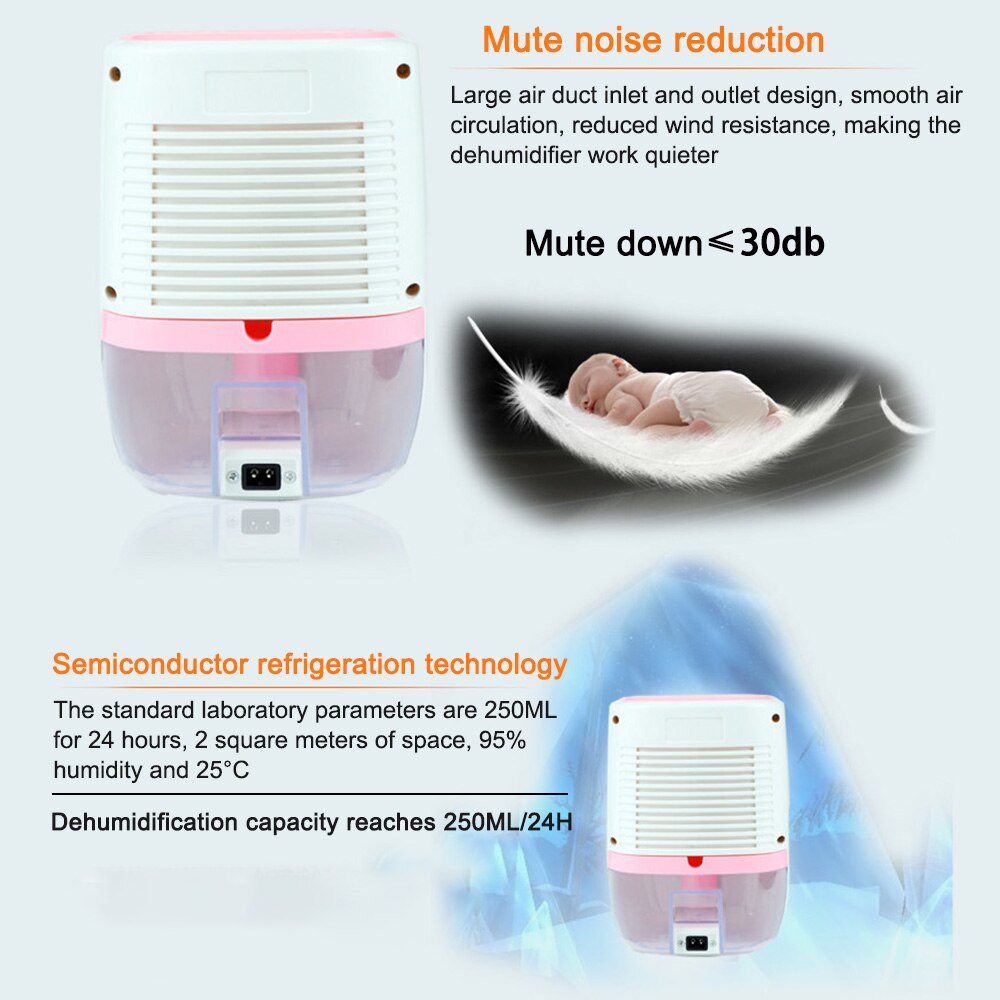 Déshumidificateur d'air électrique pour sécheur d'air absorbant l'humidité Portable à la maison avec déshumidification automatique de l'air et indicateur Led