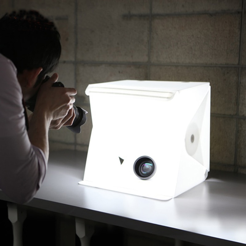 Portable Folding Studio Diffuse Soft Box With LED Light Black White Photography Background Photo Studio box for DSLR Camera
