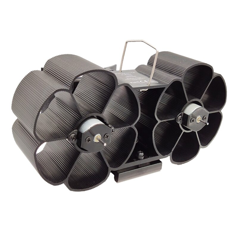 6-Blade Twin Motor Double Heat Powered Wood Stove Fan with Temperature Gauge - Ultra Quiet Fireplace Wood Burning Eco Fan for Ef