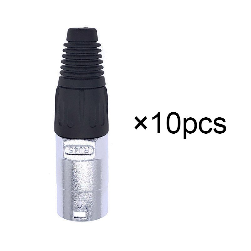 10 piece 8p8c RJ45 net work waterproof connector IP65 D socket panel ethernet connector: 10xsilvery plug