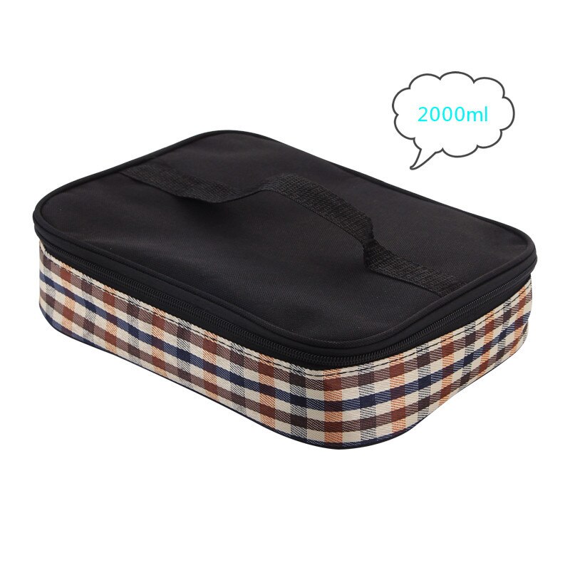 Japanese Lunch Box With Compartment 304 Stainless Steel Bento Box For Kids School Food Container Leak-proof Food Box Thermal: 2000ml bag