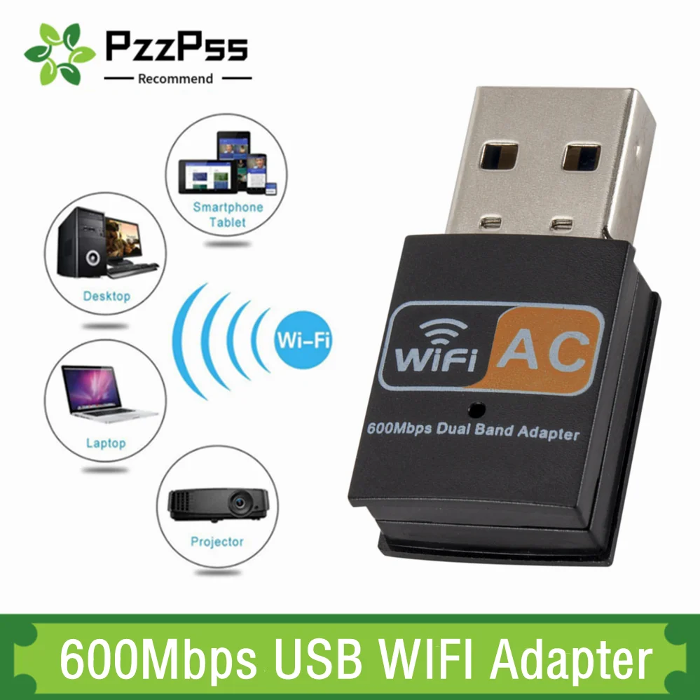 600Mbps 2.4GHz+5GHz Dual Band USB Wifi Adapter Wireless Network Card Wireless USB Wi Fi Adapter Wi-Fi Dongle PC Network Card