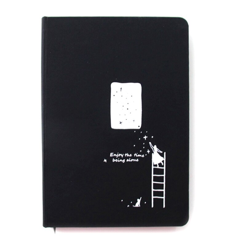 Black Card Notebook Diary DIY Blank Black Paper Sketch Book 96: Climbing Girl