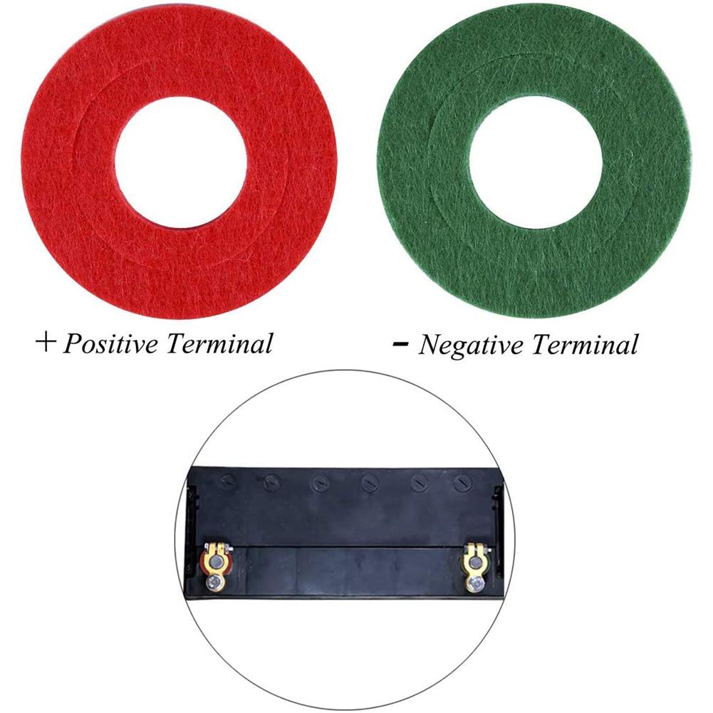 Terminales para batería arandelas de fibra anticorrosión, Almohadillas protectoras de terminales de batería, arandelas de fibra de automóvil, verde/rojo, 30 Uds.