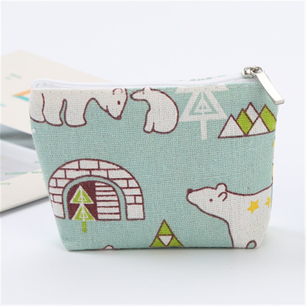 Popular Women Flamingo Cactus Pattern Coin Purse Zip Bag Cute Cartoon Coin Bag Key Case Mini Wallet Canvas Portable Small Bags: 3