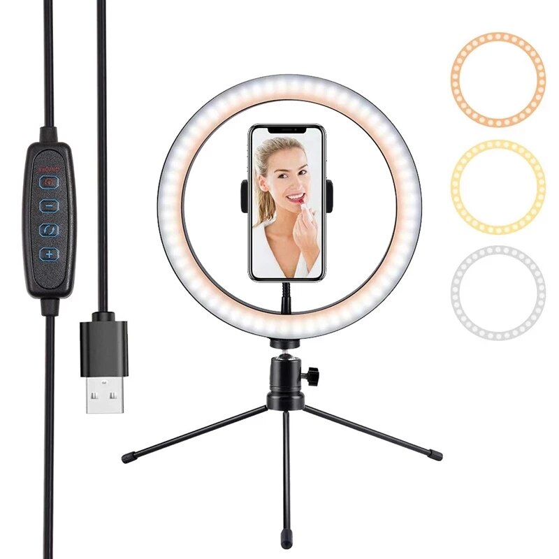 6/8/10 "support de lumière annulaire Photo Studio lampe ronde LED Photo Dimmable photographie Selfie anneau lumière de remplissage avec trépied