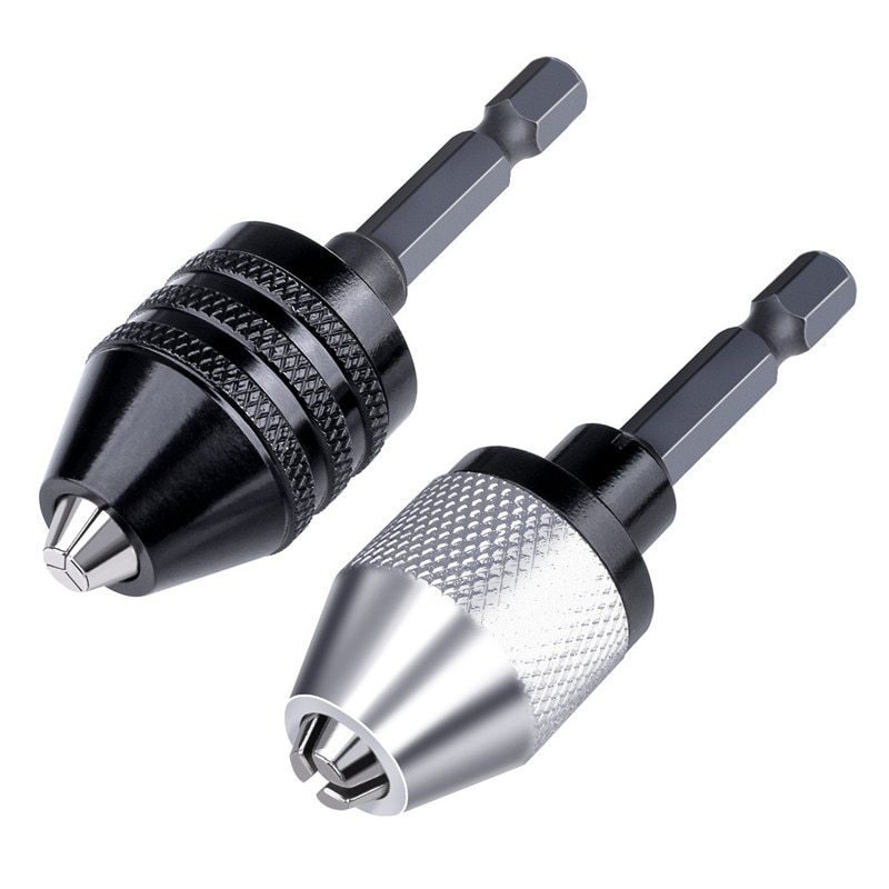 2 stk 0.3-6.5mm nøglefri konverteringsværktøj til borepatron nøglefri adapter til konverteringspatron ,1/4- tommer boreskrue med hex-skaft: Default Title