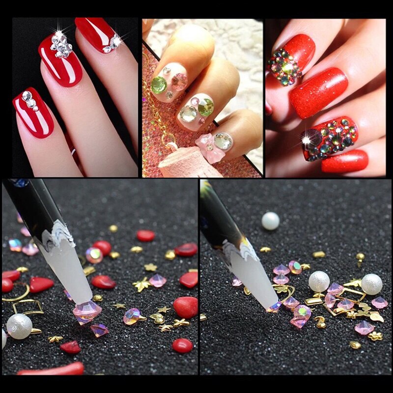1 stk nail art dotting drill pen nail art rhinestone/pailletter/perler picker pencil nail art sticky drill voks pen negle dotting tool