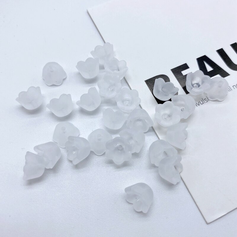 Acrylic Petal Frosted Transparent Flower Beads for Jewelry DIY Making DIY hairpin Earrings Handmade Craft Accessories: White