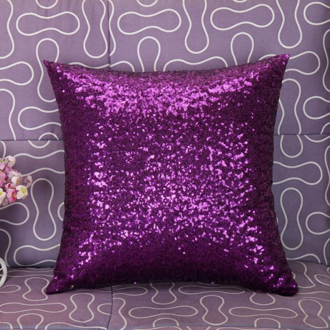 40*40cm enfärgad glitter paljett kuddfodral café bilbarnstol capa poszewki na poduszki dekoracyjne: Lila