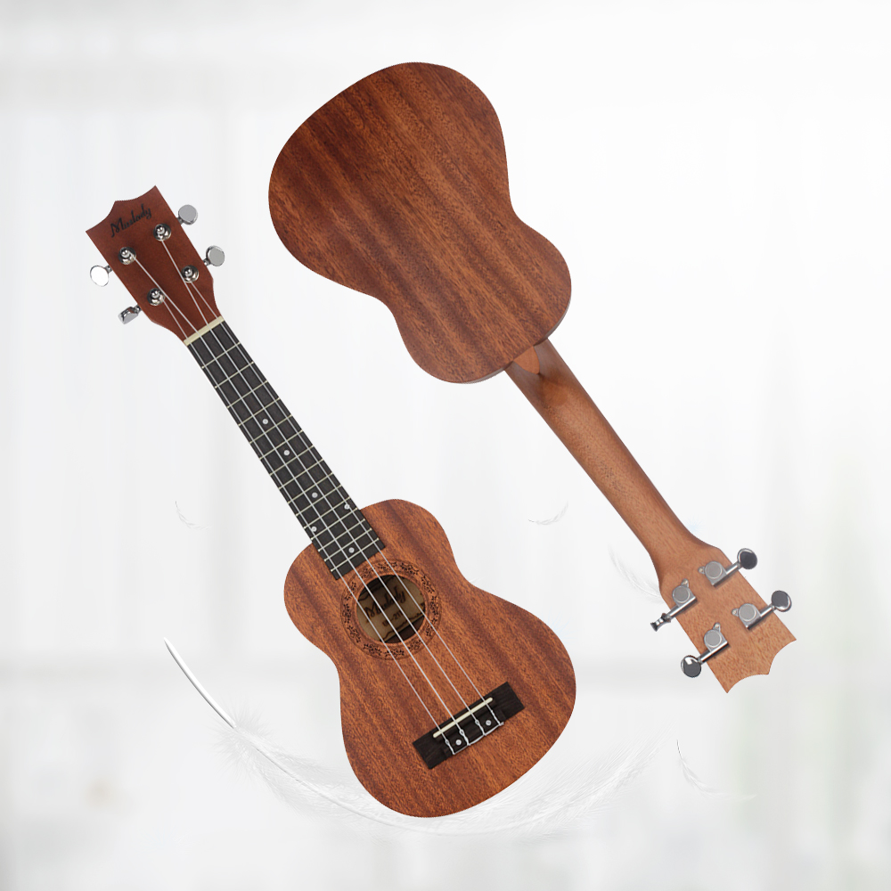 Muslady 21 Inch Ukulele Soprano Ukelele Mahogany Wood Guitar Musical Instruments Set Kits+Tuner+String+Strap+Bag