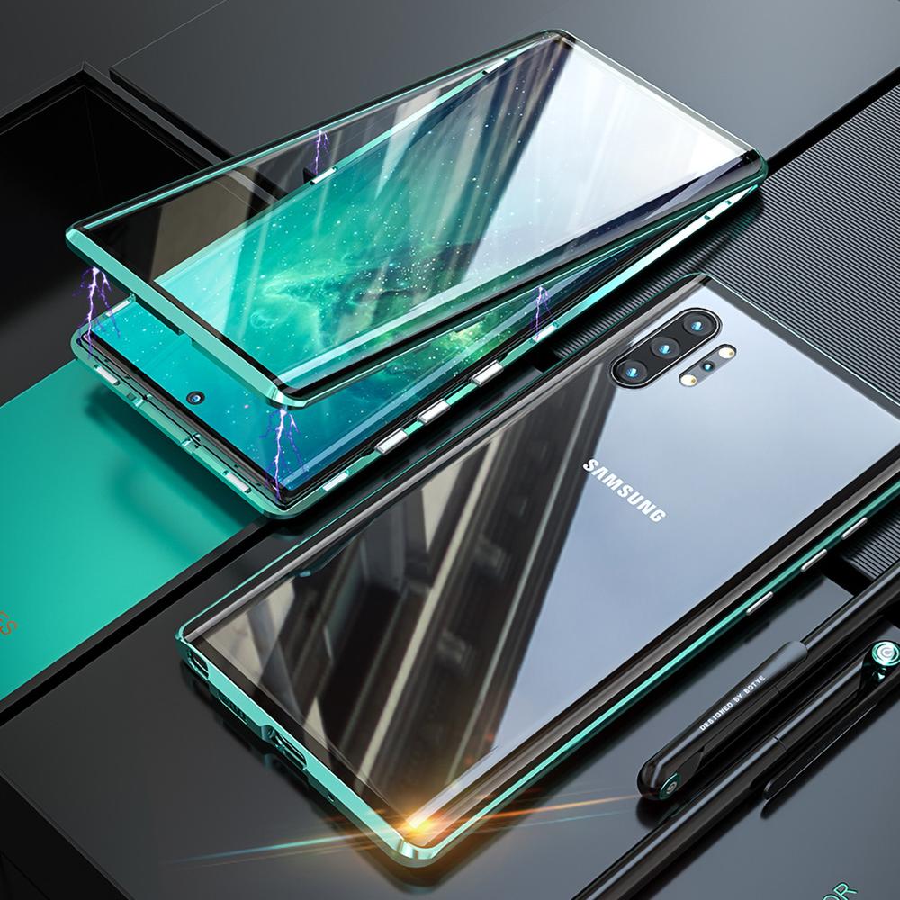 Doppelseitige glas Metall Magnetische fallen für Samsung Galaxis Hinweis 10 Plus Telefon fallen 360 Volle Schutz fallen Für Galaxis hinweis 10 +: Grün