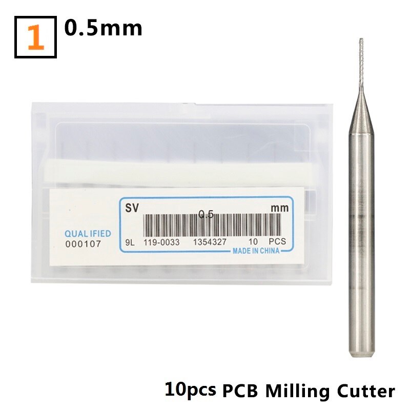 Ensemble de fin de fraise pour Machine PCB, 0.5-0.7mm, 10 pièces, CNC embouts de routeur en carbure, fraise PCB: 10pcs 0.5mm