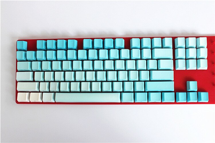87 keys Rainbow OEM Profile Keycaps Cherry MX switch PBT Keycaps Radium valture Side-printed Keycaps for Mechanical Keyboard: Blue