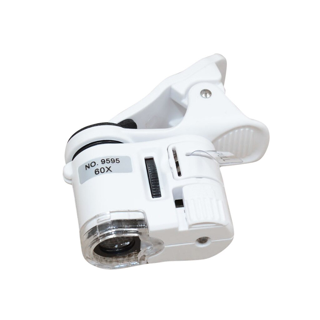 9595W 60x Mobiele Telefoon Microscoop Vergrootglas Universele Led Instrument Macro Lens Led Uv Licht Mini Mobiele Telefoon Clip Microscoop
