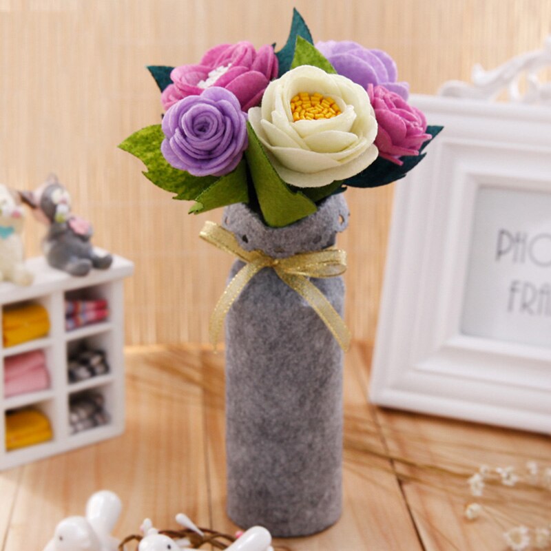 9 Styles Simulation Bouquets Felt DIY Package Free Cut Felt Cloth Handmade Wedding Flower Bridal Bouquets Decoration Home Decor: flowers 5