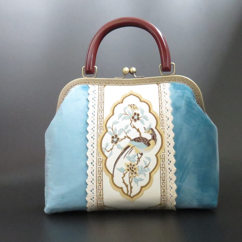 Borduurwerk houten hand schelp tassen vintage chique dame vrouwen tas tote dames handtassen moeder met  a 120cm kettingriemen: Damestas 4