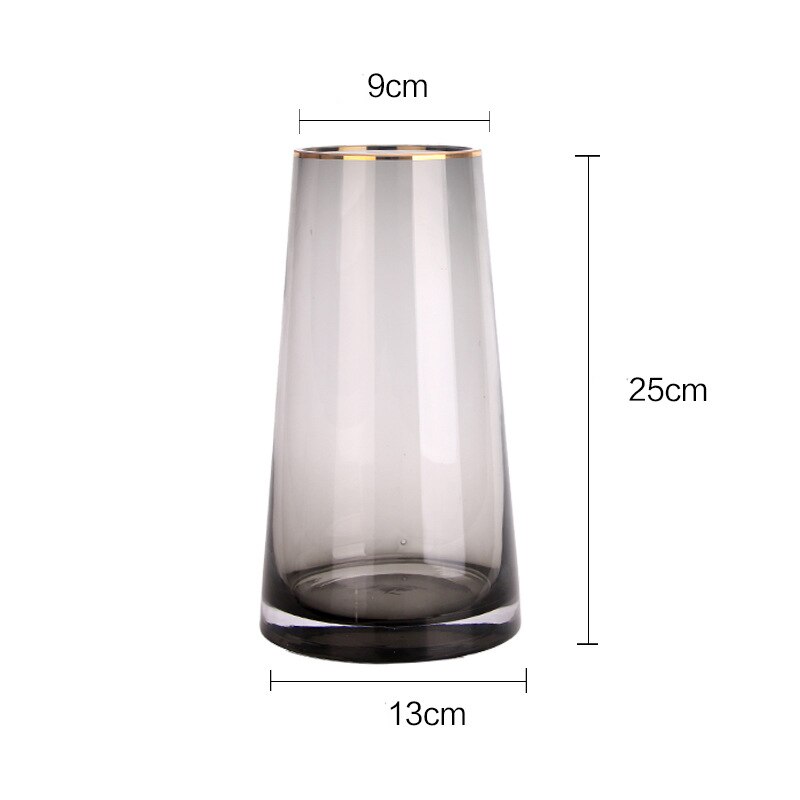 Luxe handgetekende gouden vazen voor kantoor, thuis, woonkamer, tafeldecoratie, vaas, eenvoud, transparante glazen vaas: 5