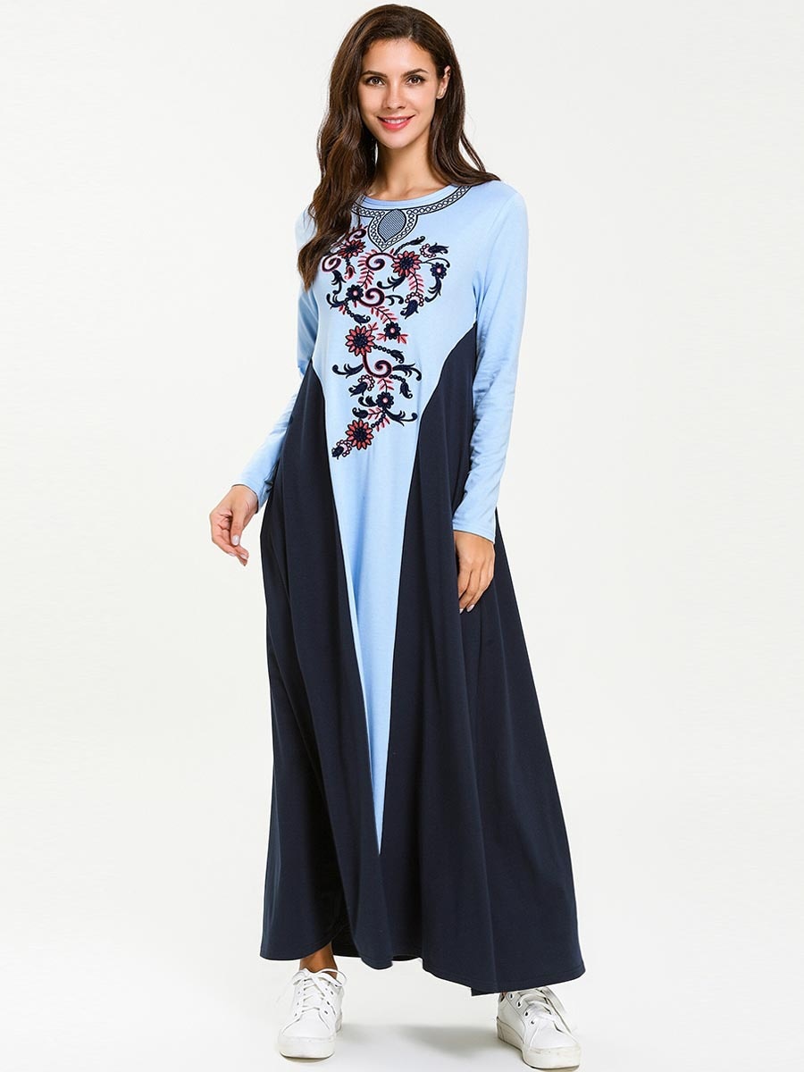 Abaya moslimjurk met lange mouwen voor dames, gebedskleding