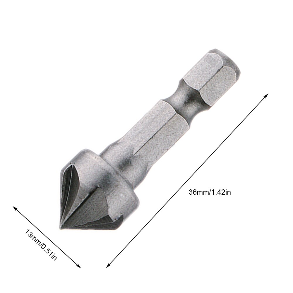1pcs 90 Degree Countersink Drill Chamfer Bit 1/4" Hex Shank Carpentry Woodworking Angle Point Bevel Cutting Cutter Remove Bur