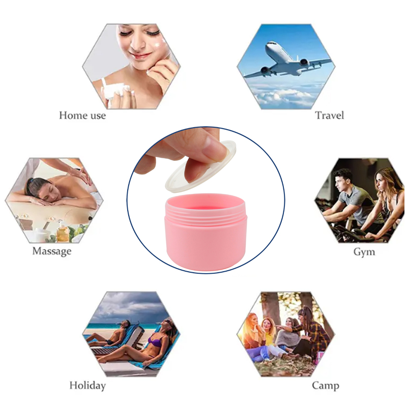 50 stuks/verpakking 10g 20g 30g 50g 100g navulbare roze plastic lege make-uppotjes/potjes/reisverpakkingen voor gezichtscrème, lotion en cosmetica