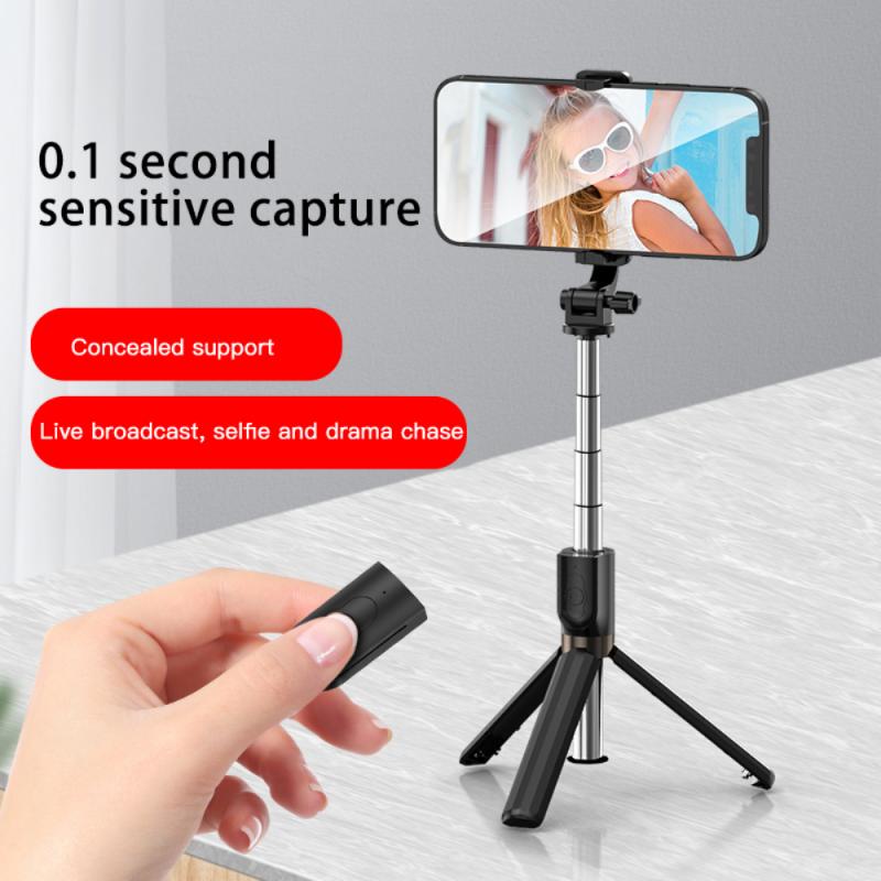 Portable 3- -in- -1 phone stand selfie stick with 360 ° rotation, wireless blue-tooth control selfie stick and a fill light