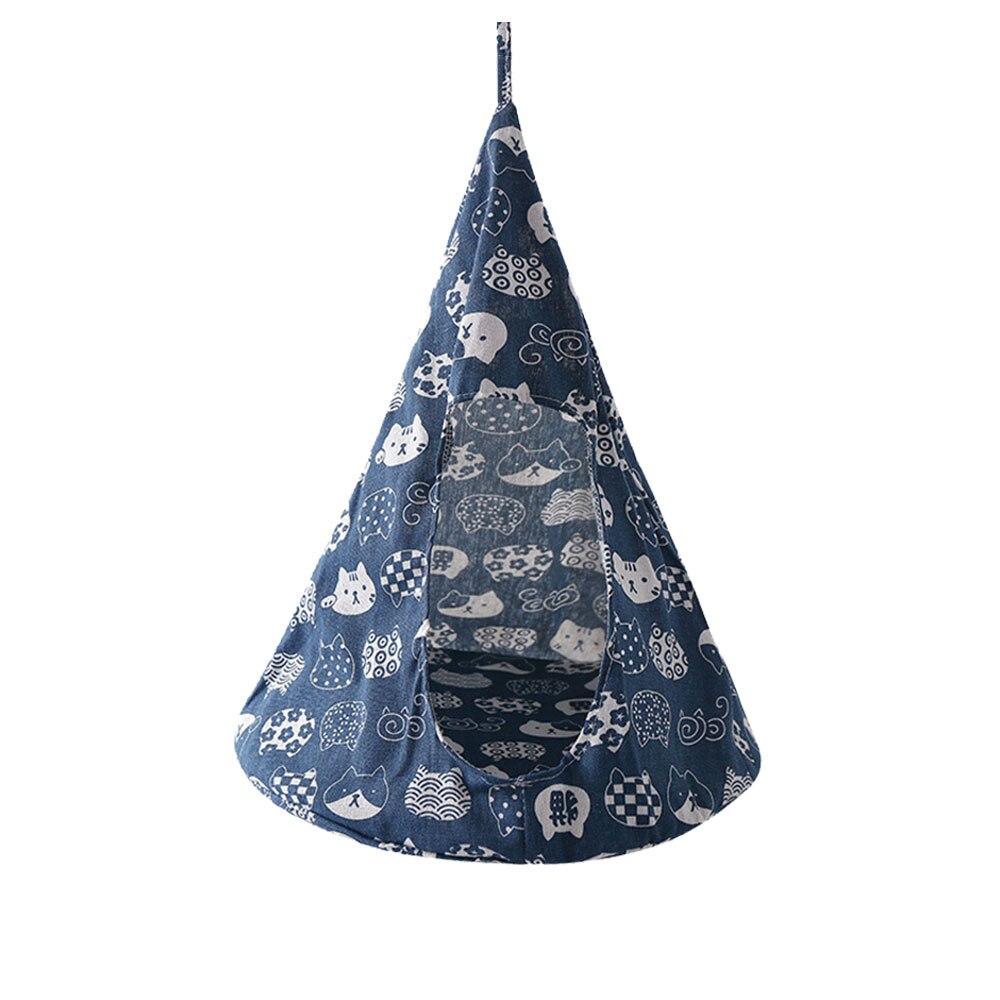 Hopfällbar katthängmatta avtagbar ventilerande tvättbart koniskt tält för små hundar sovande husdjur hängsängar produkt: Blå katt / 34 x 34 x 44cm