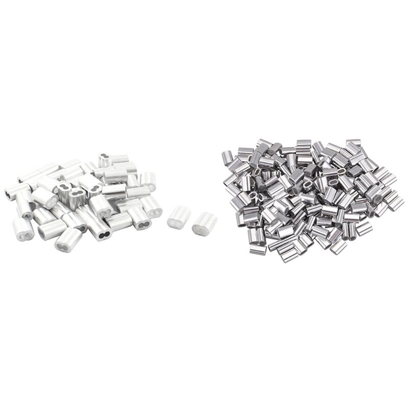 250pcs Wire Rope Aluminum Ferrule Cable Ties Crimp Wire Rope Chuck Jacket- 200pcs M1.5 & 50Pcs for m Wire Rope